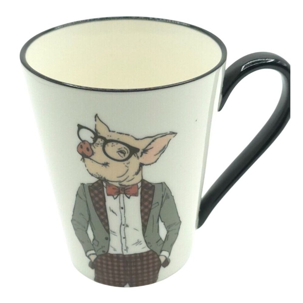 Dapper Pig In Glasses & Bowtie Ceramic Coffee Mug Whimsical Kitchen Drinkware - Picture 1 of 6